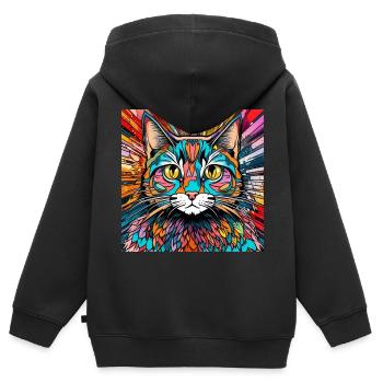 Cat Head Cat Cat Colorful - Kids Premium Organic Zip-up Hoodie - black - Back - AI Model Kid Male (0cm)