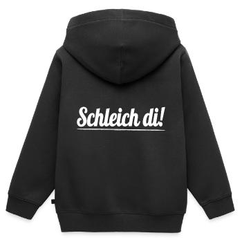 Schleich di! - Bavarian dialect - Kids Premium Organic Zip-up Hoodie - black - Back - AI Model Kid Male (0cm)