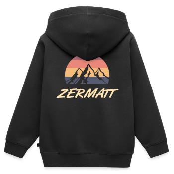 zermatt retro bergsport - Kinder Premium Organic Zip Hoodie - Schwarz - Hinten - AI Model Kid Male (0cm)