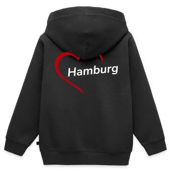 Hamburg mit Herz - Meine Stadt - I Love - Kinder Premium Organic Zip Hoodie - Schwarz - Hinten - AI Model Kid Male (0cm)