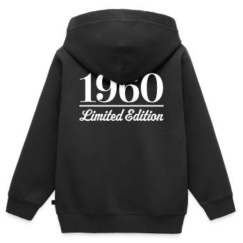 1960 Limitierte Auflage - Kinder Premium Organic Zip Hoodie - Schwarz - Hinten - AI Model Kid Male (0cm)