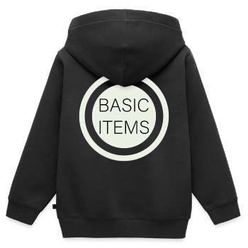 Grundlegende Elemente - Kinder Premium Organic Zip Hoodie - Schwarz - Hinten - AI Model Kid Male (0cm)