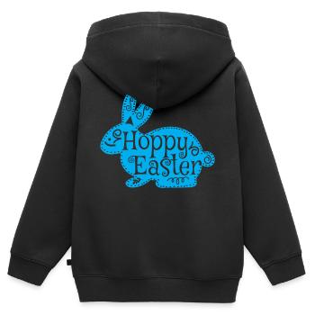 Pâques houblonnées Joyeuses Pâques - Sweat Premium à capuche zippé enfant bio - noir - Dos - AI Model Kid Male (0cm)