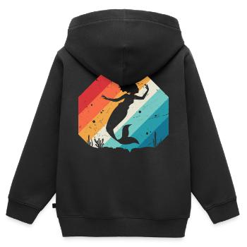 Meerjungfrau - Kinder Premium Organic Zip Hoodie - Schwarz - Hinten - AI Model Kid Male (0cm)