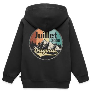 Juli 2008 Jubiläum Juli 2008 Juli - Kinder Premium Organic Zip Hoodie - Schwarz - Hinten - AI Model Kid Male (0cm)
