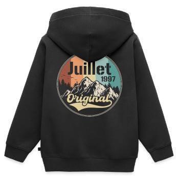 Juli 1997 Jubiläum Juli 1997 Juli - Kinder Premium Organic Zip Hoodie - Schwarz - Hinten - AI Model Kid Male (0cm)