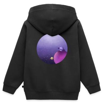 Planètes - Sweat Premium à capuche zippé enfant bio - noir - Dos - AI Model Kid Male (0cm)