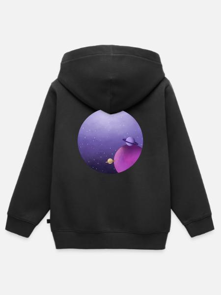Planeten - Kinder Premium Organic Zip Hoodie - Schwarz