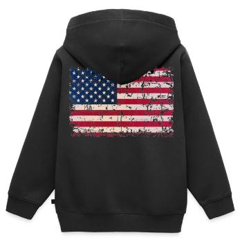 USA Flagge Fahne Stars and stripes - Kinder Premium Organic Zip Hoodie - Schwarz - Hinten - AI Model Kid Male (0cm)