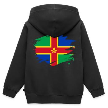 Lincolnshire-Flaggen-Farben-Spritzer-Entwurf - Kinder Premium Organic Zip Hoodie - Schwarz - Hinten - AI Model Kid Male (0cm)