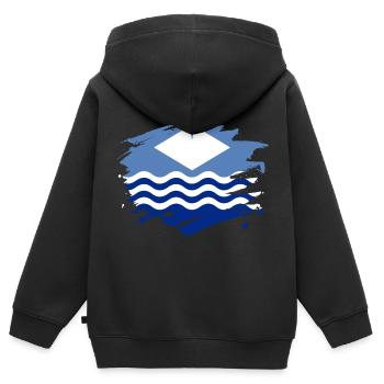 Isle of Wight Flag Paint Splatter Design - Kids Premium Organic Zip-up Hoodie - black - Back - AI Model Kid Male (0cm)