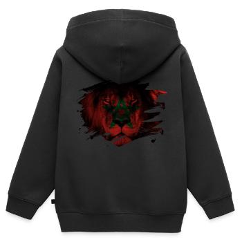 Morocco Lion Flag Paint Splatter - Kids Premium Organic Zip-up Hoodie - black - Back - AI Model Kid Male (0cm)