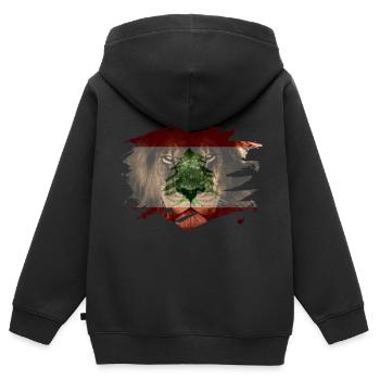 Lebanon Lion Flag Paint Splatter - Kids Premium Organic Zip-up Hoodie - black - Back - AI Model Kid Male (0cm)