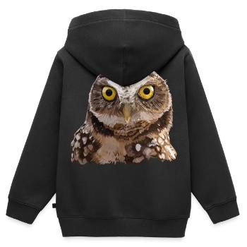 Eule graben - Kinder Premium Organic Zip Hoodie - Schwarz - Hinten - AI Model Kid Male (0cm)
