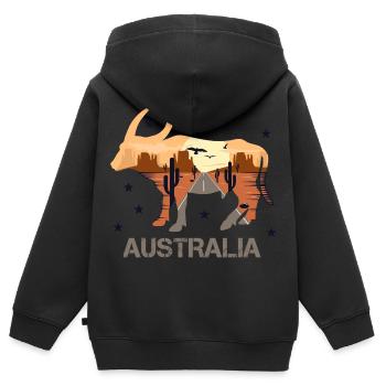 Australia - Kids Premium Organic Zip-up Hoodie - black - Back - AI Model Kid Male (0cm)
