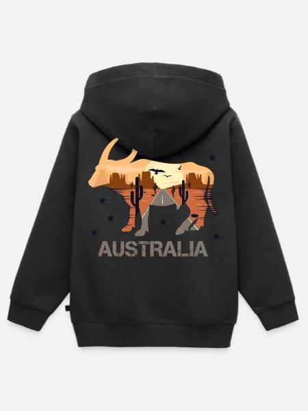 Australien - Kinder Premium Organic Zip Hoodie - Schwarz