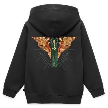 Jugendstil, Arts & Crafts Vintage Engelmotiv - Kinder Premium Organic Zip Hoodie - Schwarz - Hinten - AI Model Kid Male (0cm)