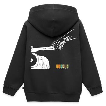 Schwalbefahrer - Simson Schwalbe DDR - Sweat Premium à capuche zippé enfant bio - noir - Dos - AI Model Kid Male (0cm)