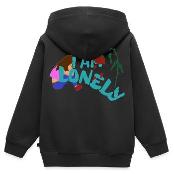 Ich bin einsam, traurig - Kinder Premium Organic Zip Hoodie - Schwarz - Hinten - AI Model Kid Male (0cm)