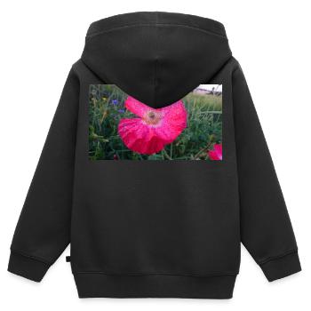 Rote Blume - Kinder Premium Organic Zip Hoodie - Schwarz - Hinten - AI Model Kid Male (0cm)