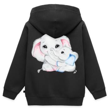 Elefanten Familie Mama Baby T-Shirt - Kinder Premium Organic Zip Hoodie - Schwarz - Hinten - AI Model Kid Male (0cm)