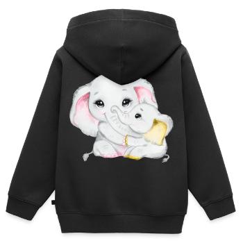 Elefanten Familie Mama Baby T-Shirt - Kinder Premium Organic Zip Hoodie - Schwarz - Hinten - AI Model Kid Male (0cm)