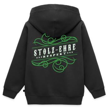 Stolz,Ehre,Respekt, - Kinder Premium Organic Zip Hoodie - Schwarz - Hinten - AI Model Kid Male (0cm)