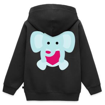 Elefanten Familie Mama Baby T-Shirt - Kinder Premium Organic Zip Hoodie - Schwarz - Hinten - AI Model Kid Male (0cm)