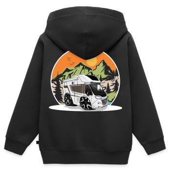 Camping Camper Campen - Kinder Premium Organic Zip Hoodie - Schwarz - Hinten - AI Model Kid Male (0cm)