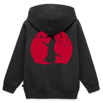 Samourai - Sweat Premium à capuche zippé enfant bio - noir - Dos - AI Model Kid Male (0cm)