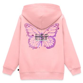 HSP - Personne très sensible - Sweat Premium à capuche zippé enfant bio - rose - Dos - AI Model Kid Female (0cm)
