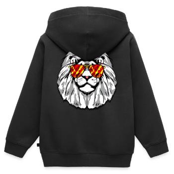 lässiger Löwenkopf mit verspiegelter Sonnebrille - Kinder Premium Organic Zip Hoodie - Schwarz - Hinten - AI Model Kid Male (0cm)
