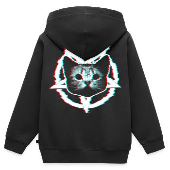 Satanische Katze im Pentagramm | RGB-Effekt - Kinder Premium Organic Zip Hoodie - Schwarz - Hinten - AI Model Kid Male (0cm)