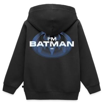 The Flash I'm Batman Blaues Logo - Kinder Premium Organic Zip Hoodie - Schwarz - Hinten - AI Model Kid Male (0cm)