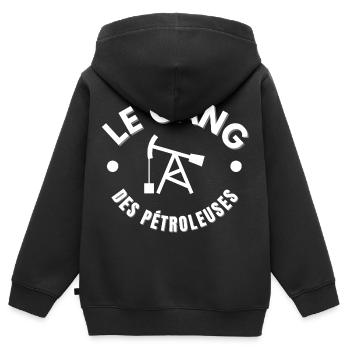 Öl, Bohren, Ölbohrung, Derrick - Kinder Premium Organic Zip Hoodie - Schwarz - Hinten - AI Model Kid Male (0cm)