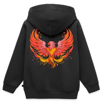Phoenix Phönix - Kinder Premium Organic Zip Hoodie - Schwarz - Hinten - AI Model Kid Male (0cm)