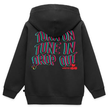 Woodstock Turn On Tune In Drop Out - Kinder Premium Organic Zip Hoodie - Schwarz - Hinten - AI Model Kid Male (0cm)