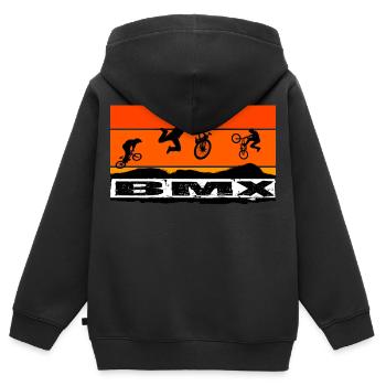 Vélo BMX - Sweat Premium à capuche zippé enfant bio - noir - Dos - AI Model Kid Male (0cm)