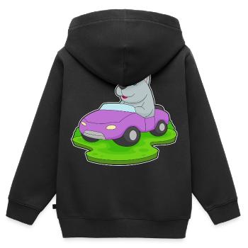 Hund Auto - Kinder Premium Organic Zip Hoodie - Schwarz - Hinten - AI Model Kid Male (0cm)