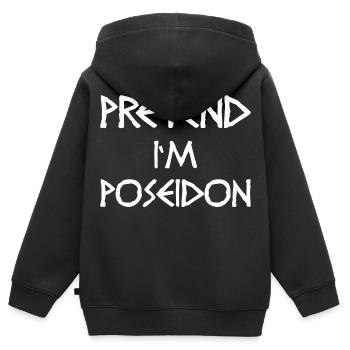Pretend I’m Poseidon – Witziges Götter-Kostüm - Kinder Premium Organic Zip Hoodie - Schwarz - Hinten - AI Model Kid Male (0cm)