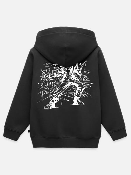 Dessin de breakdancer - Sweat Premium à capuche zippé enfant bio - noir