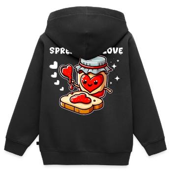 SPREAD THE LOVE - Kids Premium Organic Zip-up Hoodie - black - Back - AI Model Kid Male (0cm)