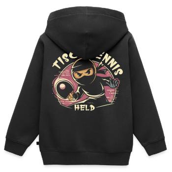 Tischtennis Held Kelle Ninja Verein Junge - Kinder Premium Organic Zip Hoodie - Schwarz - Hinten - AI Model Kid Male (0cm)