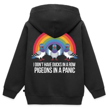 Pigeon Panic Humor - Kinder Premium Organic Zip Hoodie - Schwarz - Hinten - AI Model Kid Male (0cm)