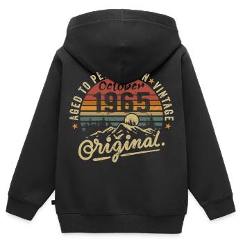 1965 Né en octobre 1965 Né en octobre 1965 - Sweat Premium à capuche zippé enfant bio - noir - Dos - AI Model Kid Male (0cm)
