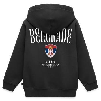 Ich liebe Belgrad, ich erinnere mich an Belgrad - Kinder Premium Organic Zip Hoodie - Schwarz - Hinten - AI Model Kid Male (0cm)