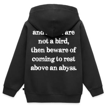 Und wenn du kein Vogel bist, dann hüte dich davor, zu kommen - Kinder Premium Organic Zip Hoodie - Schwarz - Hinten - AI Model Kid Male (0cm)