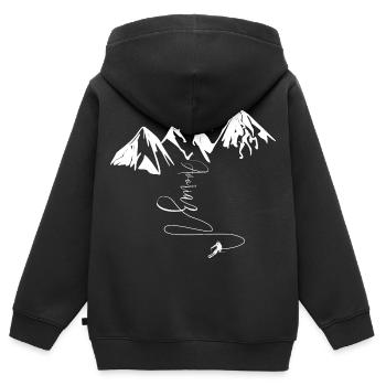 Avoriaz Ski Portes du Soleil Autofreies Resort - Kinder Premium Organic Zip Hoodie - Schwarz - Hinten - AI Model Kid Male (0cm)