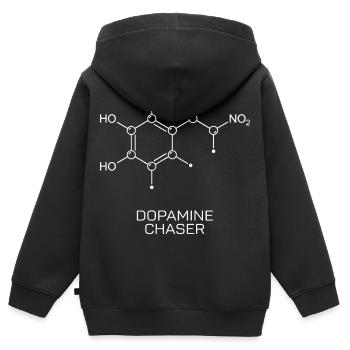 Dopamine Chaser Molecule - Kids Premium Organic Zip-up Hoodie - black - Back - AI Model Kid Male (0cm)