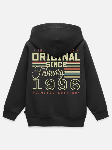 Großartig seit Februar 1996 - Kinder Premium Organic Zip Hoodie - Schwarz